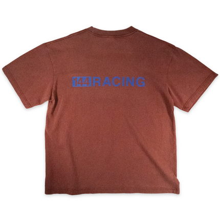 1/1: Blue on Brick Tee - hand printed, smooth two-color ink faded print. no two are the same.