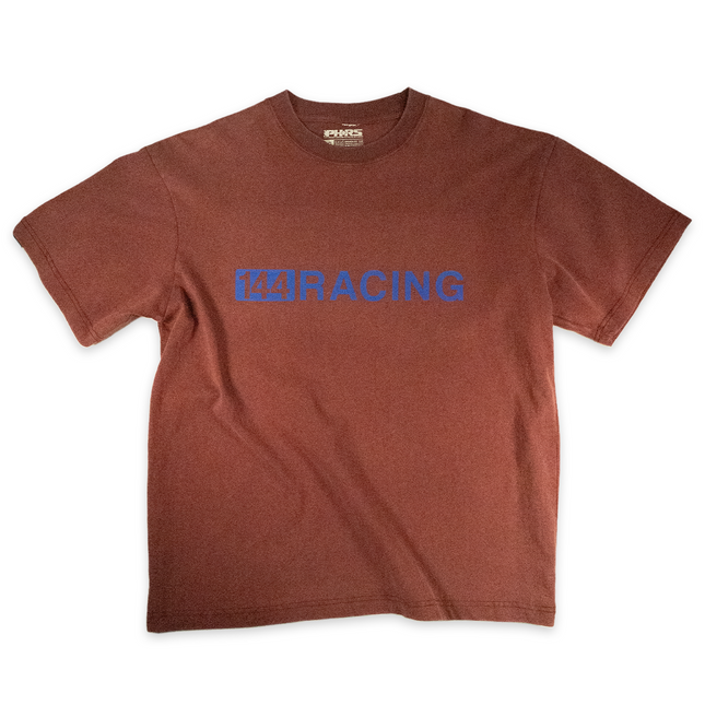 1/1: Blue on Brick Tee - hand printed, smooth two-color ink faded print. no two are the same.
