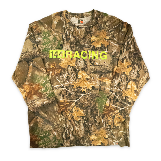 1/1: Camo on neon - hand printed, smooth two-color ink faded print. no two are the same.