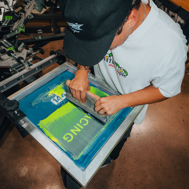 1/1: Gren on Green - hand printed, smooth two-color ink faded print. no two are the same.