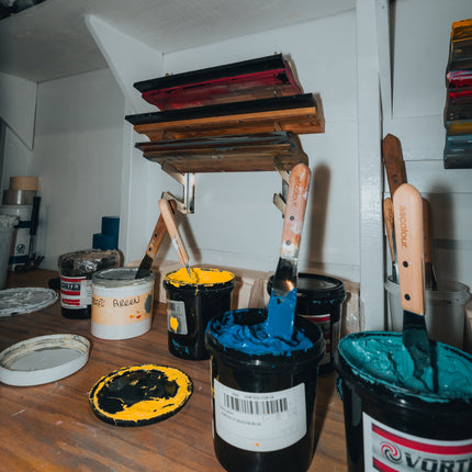 1/1: White on Blue - hand printed, smooth two-color ink faded print. no two are the same.